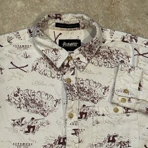 Vintage Altamont Shirt Mens XL White‎ Red Hunting Toile Print Long Sleeve Button